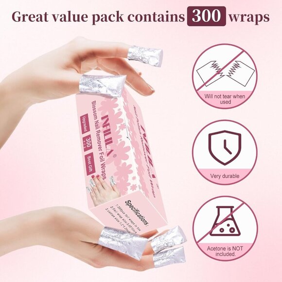 Nail Foil - 300PCS Foil Nail Wraps Gel Nail Polish Remover Foil Wraps for Nails, - Picture 6 of 7